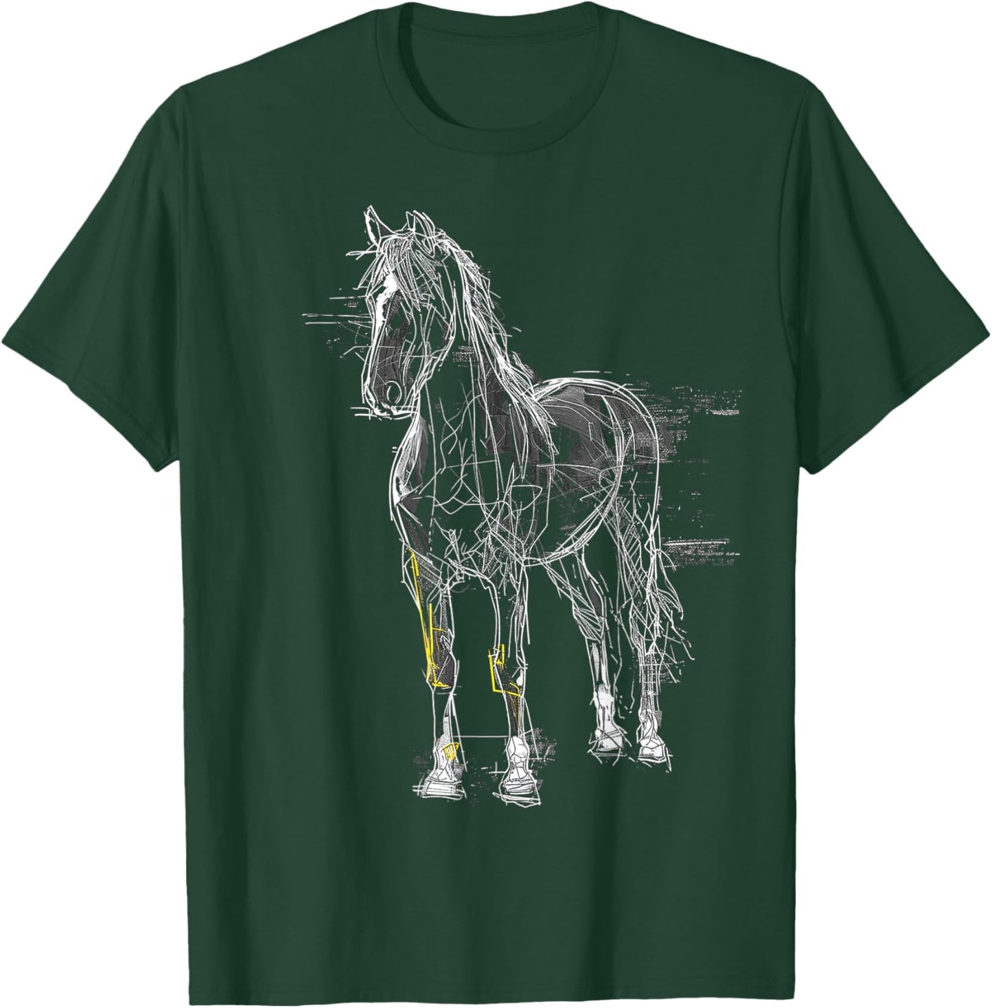 Horse Drawing Abstract Animal Art Drawing Graphic Horse T-Shirt - T-Shirt | Forest