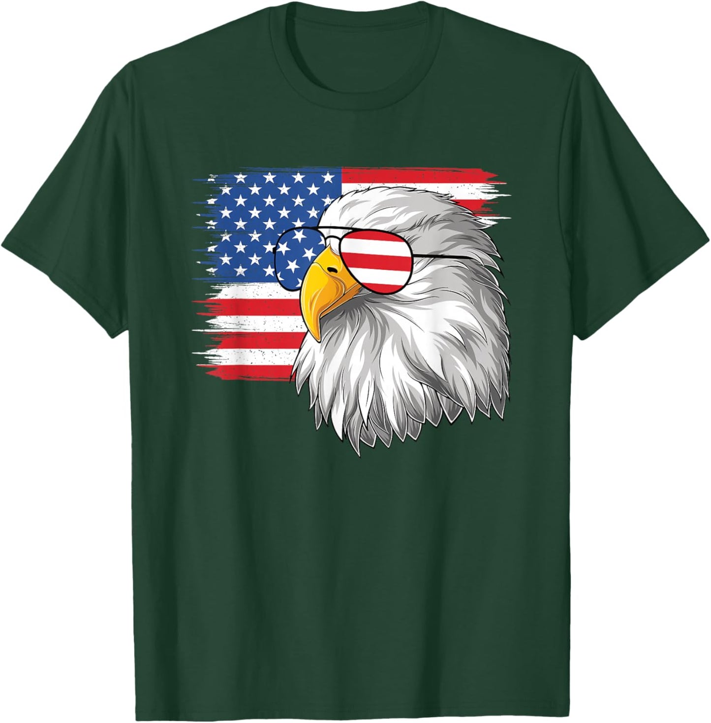 Funny 4th Of July American Flag Patriotic Eagle USA Men Boys T-Shirt - T-Shirt | Forest