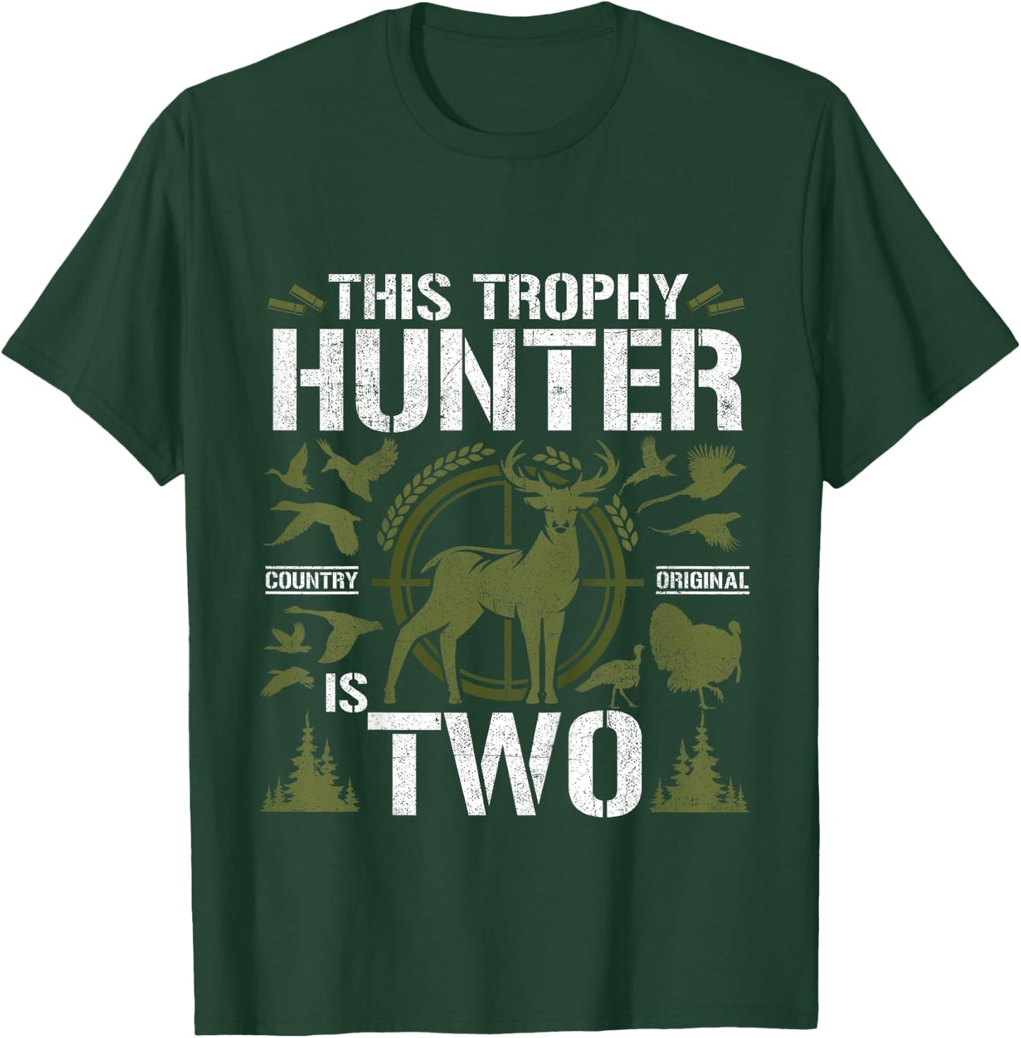 2 Year Old Hunting Birthday Party Duck Deer Hunter 2nd Gift T-Shirt - T-Shirt | Forest