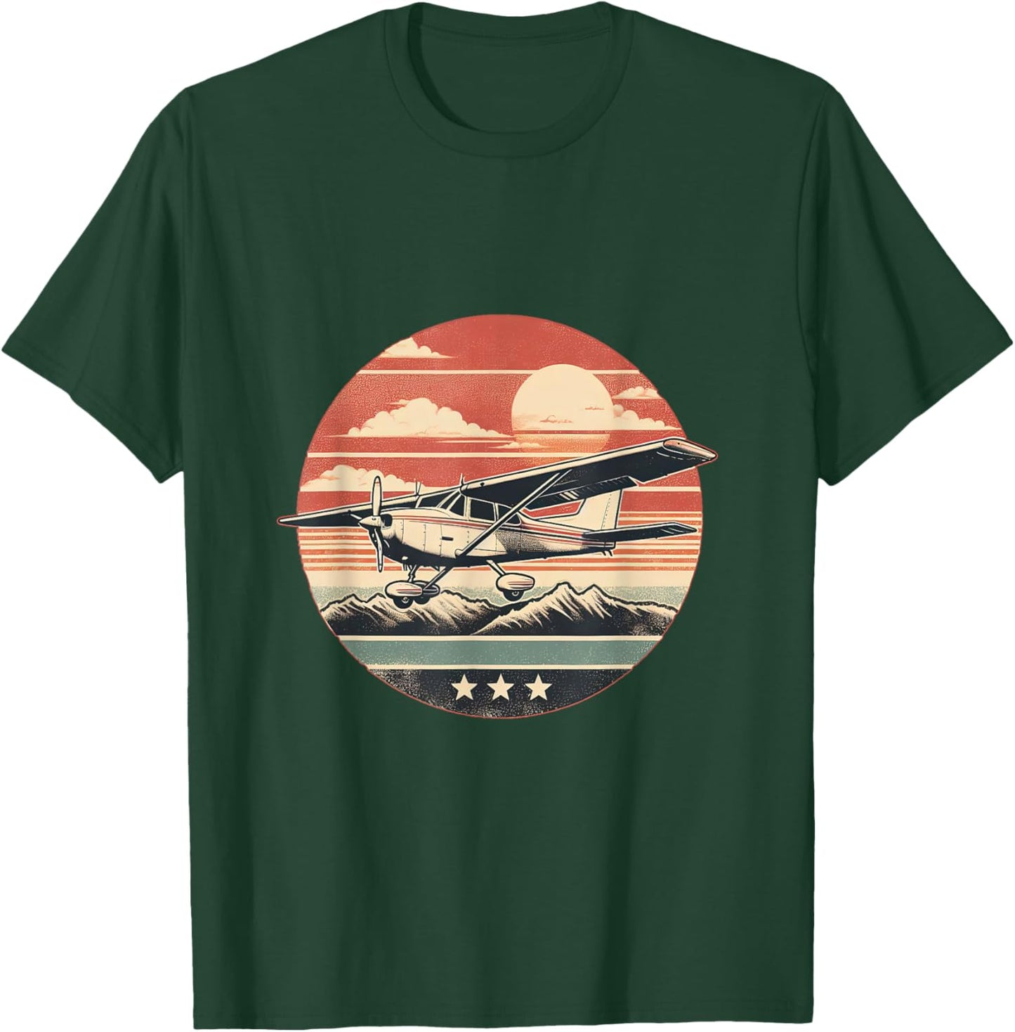 C-172 Skyhawk Vintage C172 Airplane Retro Sunset Pilot T-Shirt - T-Shirt | Forest