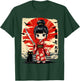 Cute Kawaii Samurai Girl and Cat Japanese Anime Kids Girls T-Shirt - T-Shirt | Forest