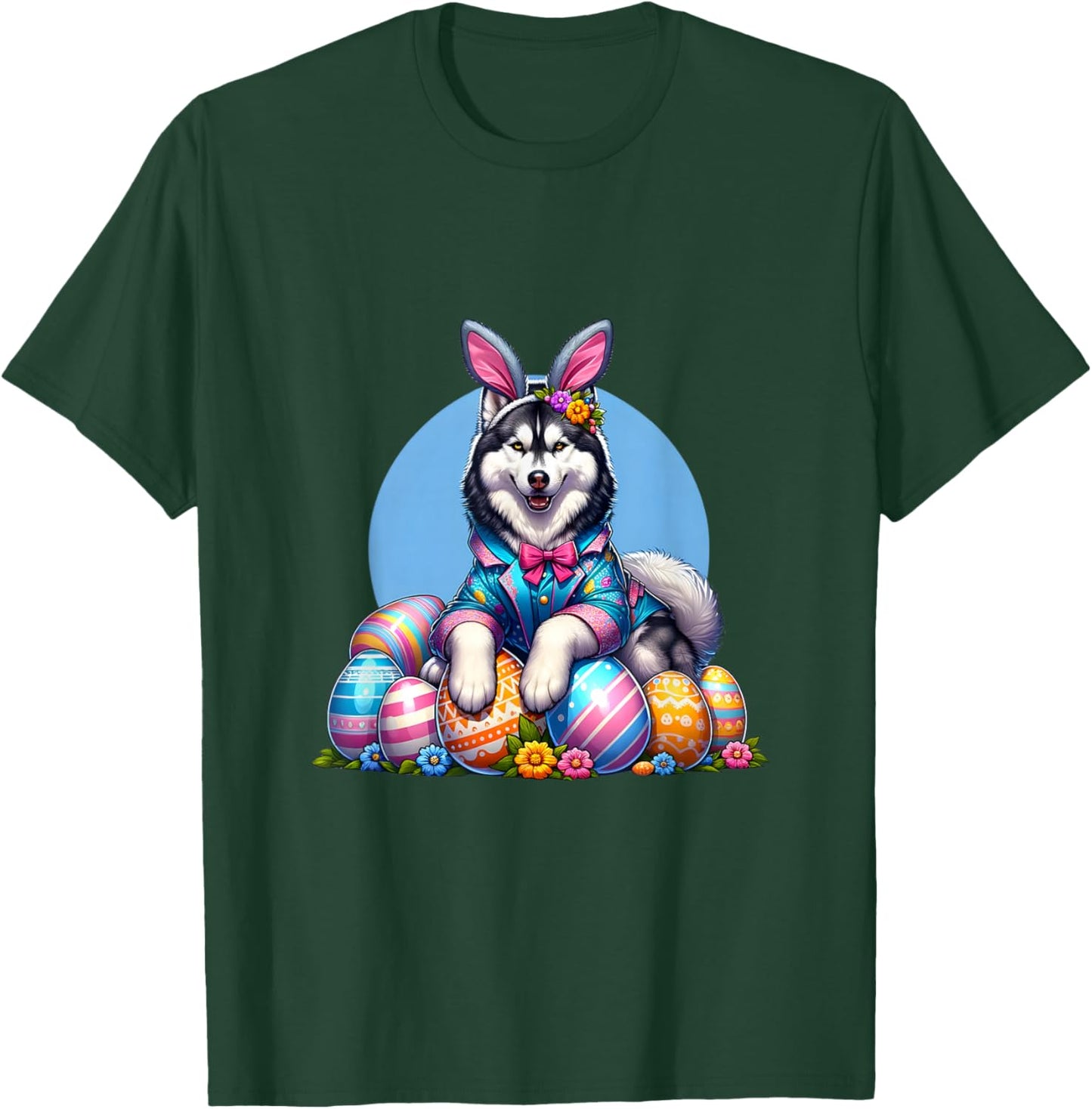 Funny Easter Day Siberian Husky Bunny Costume T-Shirt - T-Shirt | Forest
