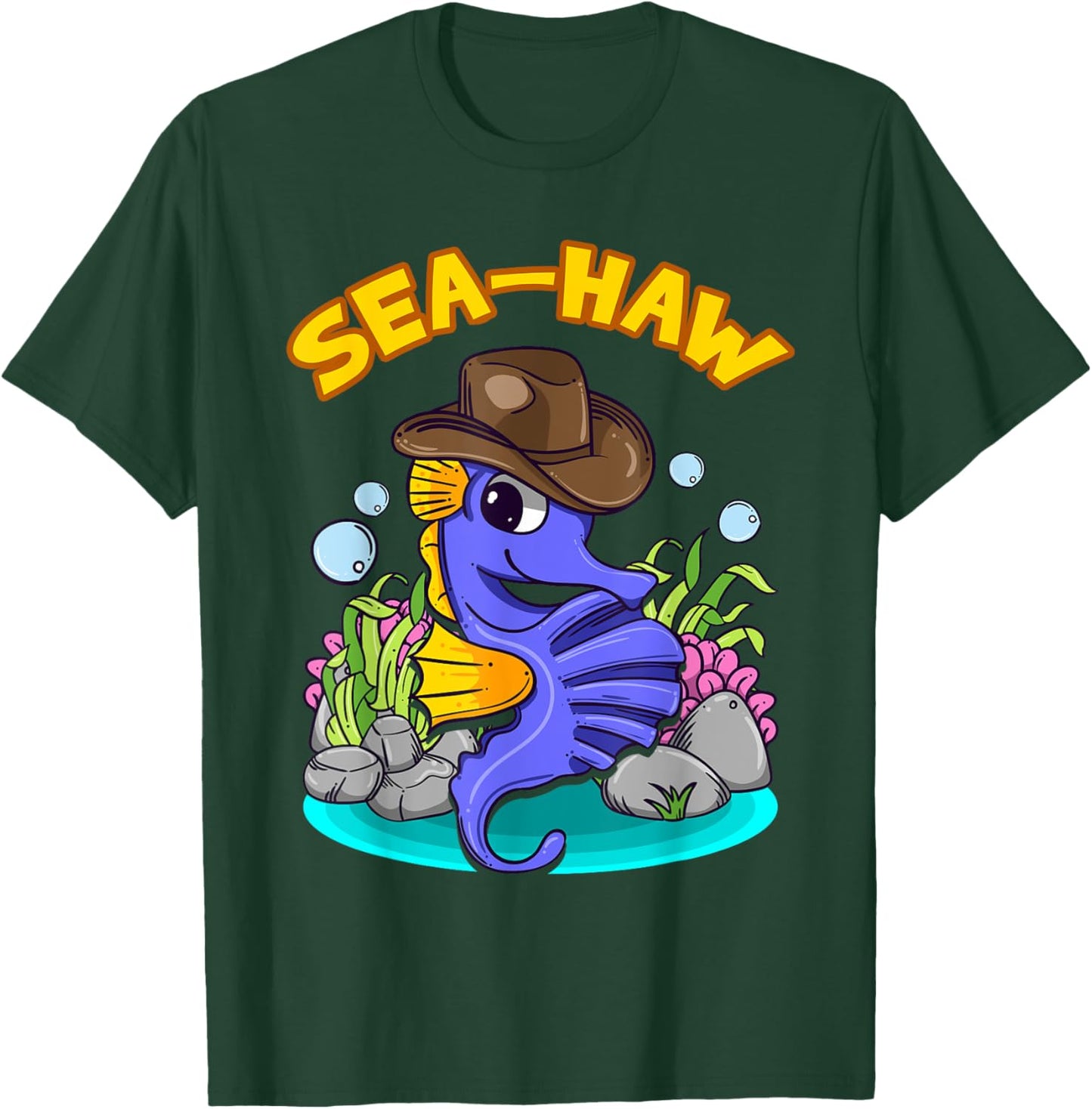 Sea Haw Seahorse Cowboy Western Fish T-Shirt - T-Shirt | Forest