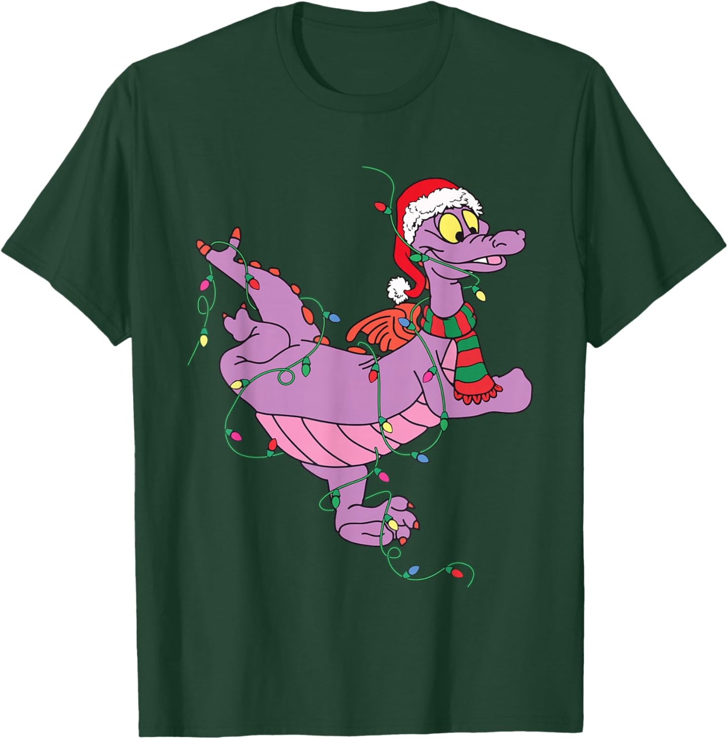 Cute Dragon Figment Lights Christmas Santa Animal Women Men T-Shirt - T-Shirt | Forest