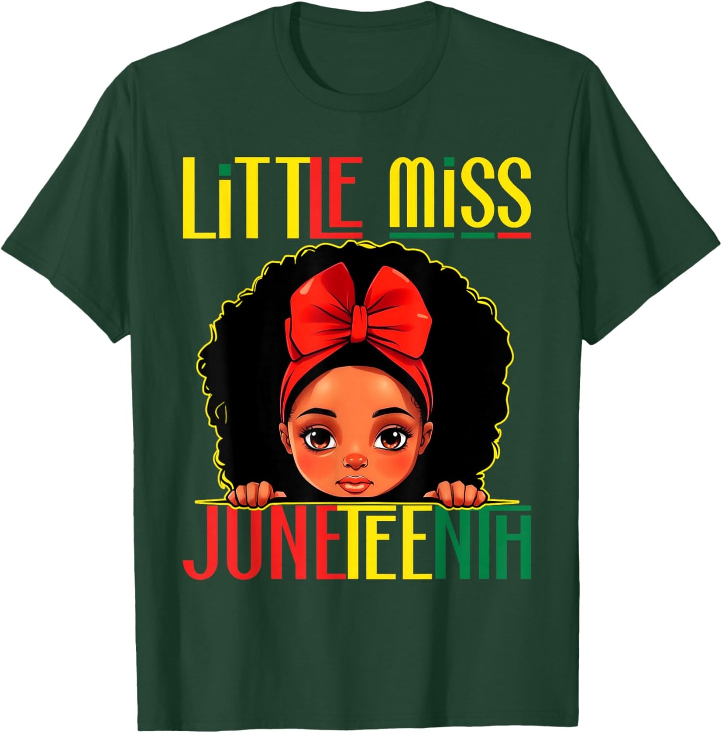 Kids Little Miss Juneteenth Girl Toddler Black History Girls T-Shirt - T-Shirt | Forest
