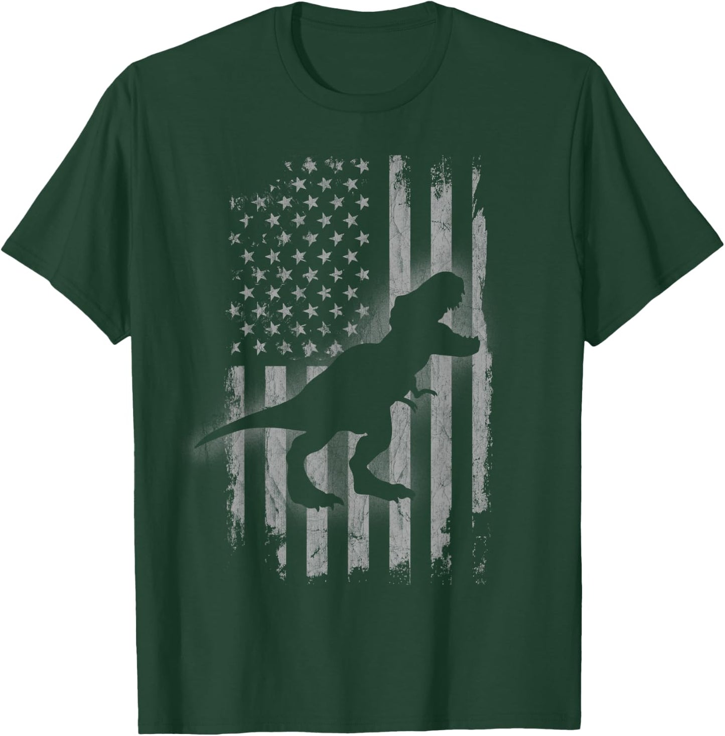 Patriotic Dinosaur American Flag Cool T-Rex Dino Lover T-Shirt - T-Shirt | Forest
