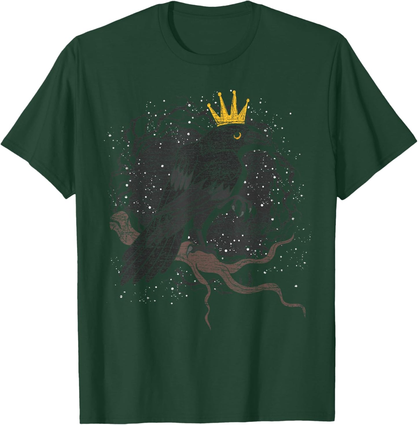 Crown Raven Creepy Night Forest Animal Gothic Bird Crow T-Shirt - T-Shirt | Forest
