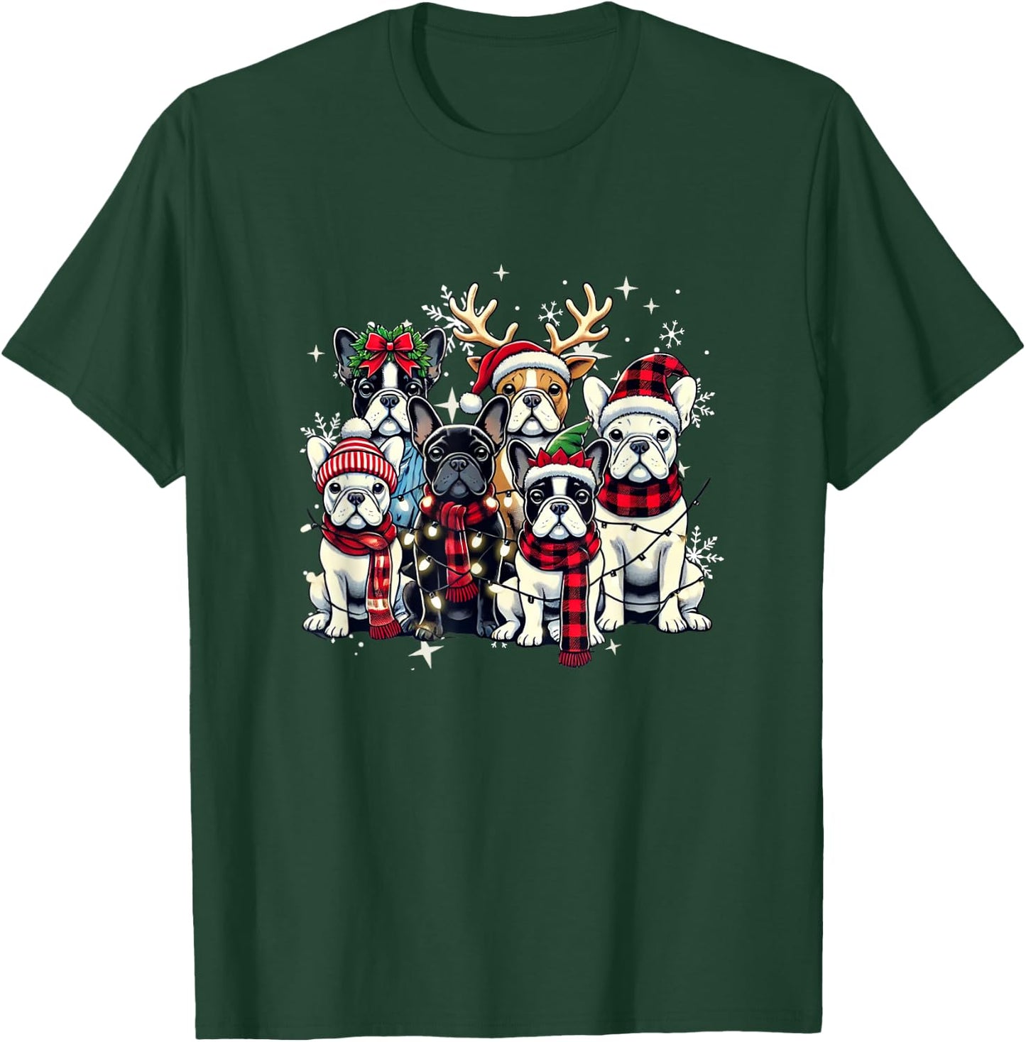 French Bulldog Christmas Buffalo Plaid Xmas Frenchie Lover Men Women Kids T-Shirt - T-Shirt | Forest