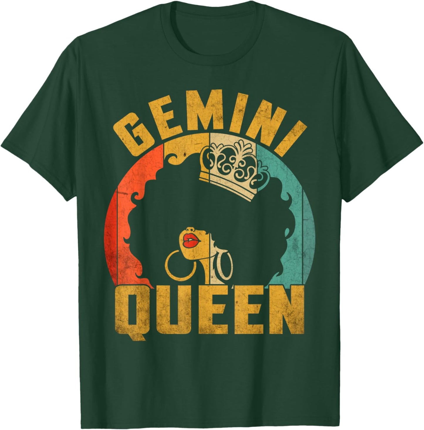 Gemini Queen Afro Black Women Vintage Zodiac Birthday T-Shirt - T-Shirt | Forest