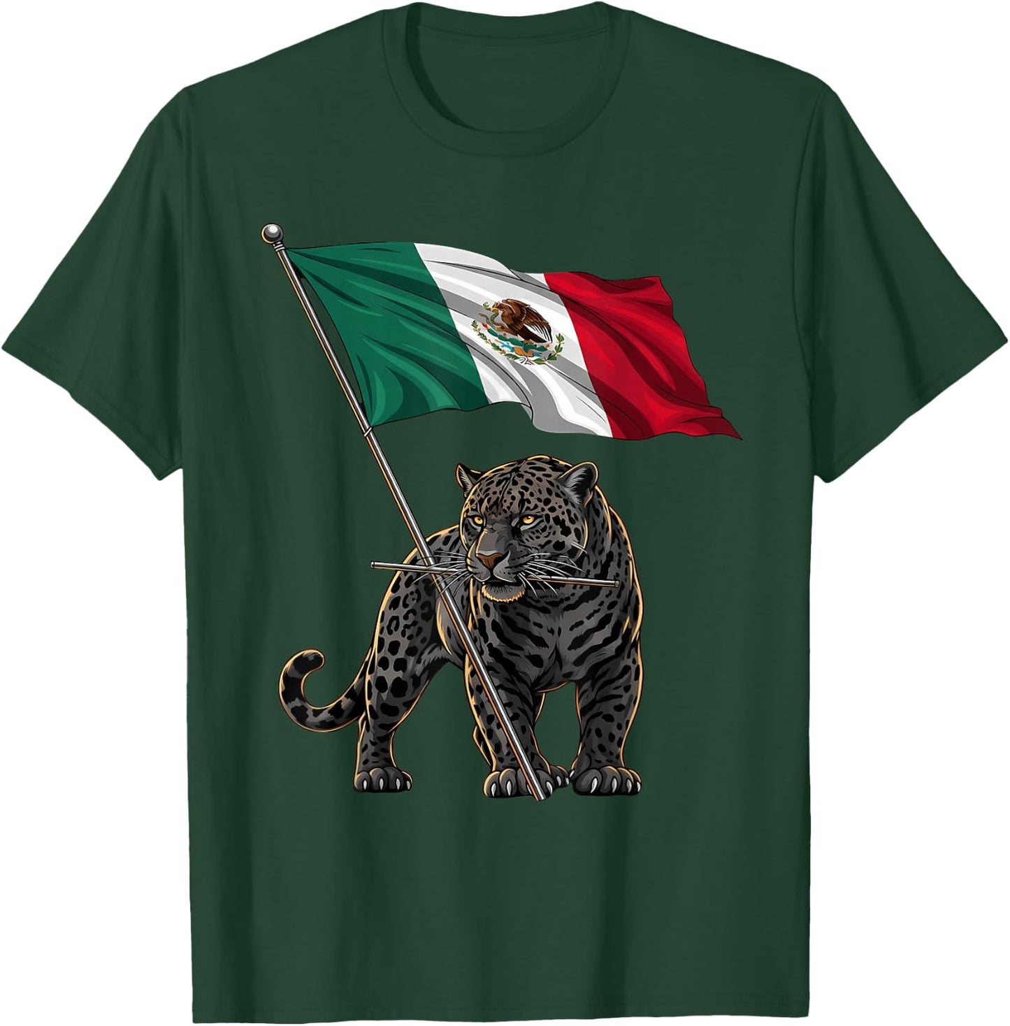 Mexico Flag Leopard Mexican Pride Mexican Roots Mexican Flag T-Shirt - T-Shirt | Forest