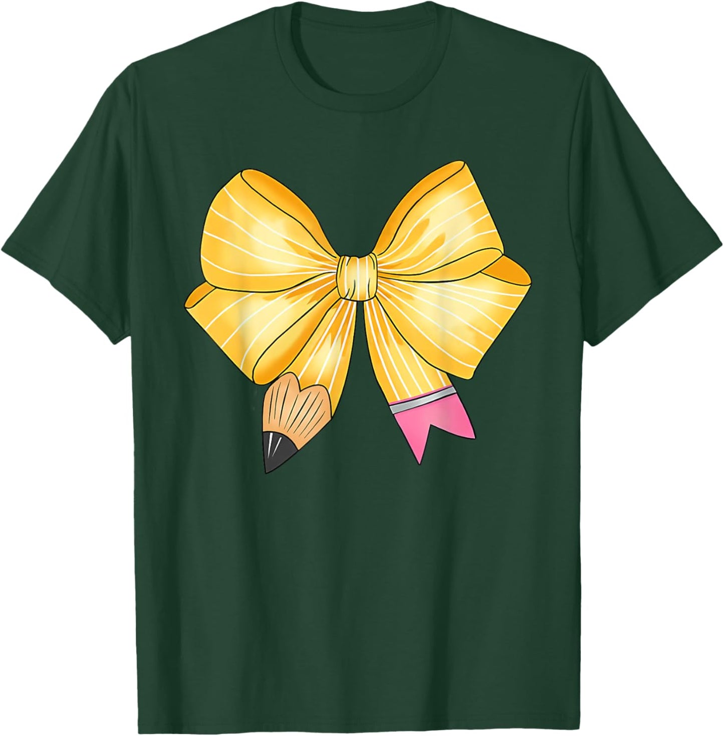 Coquette Bow Pencil Back To School First Day Teacher Student T-Shirt - T-Shirt | Forest
