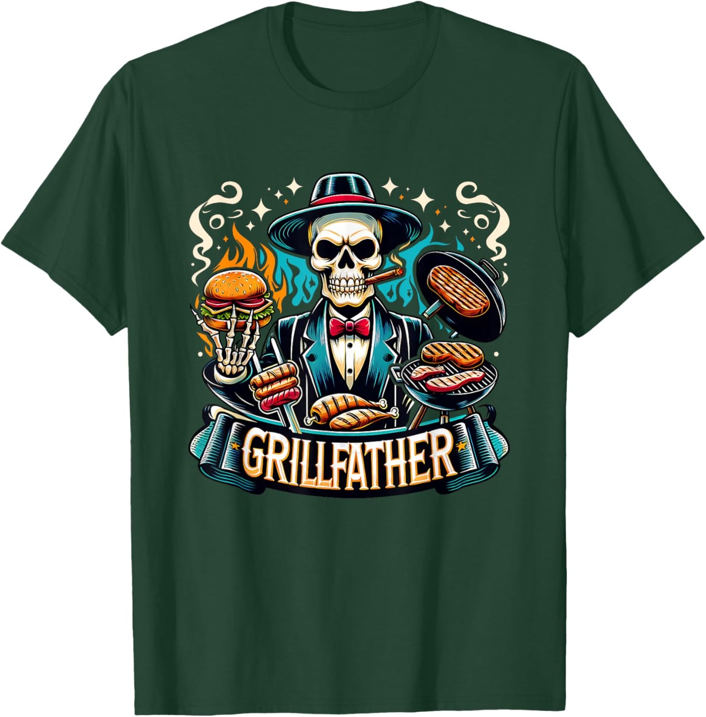 Funny Grill Father Snarky Skeleton Dad Joke Grillfather T-Shirt - T-Shirt | Forest