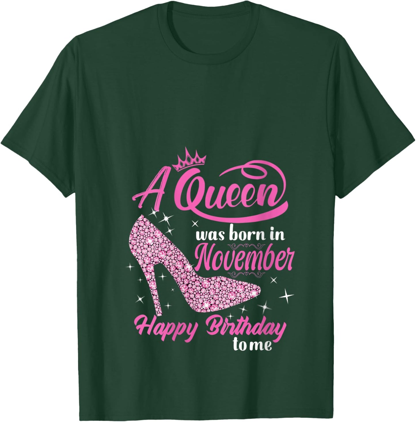 A Queen was Born In November Gift Funny November Birthday V-Neck T-Shirt - T-Shirt | Forest