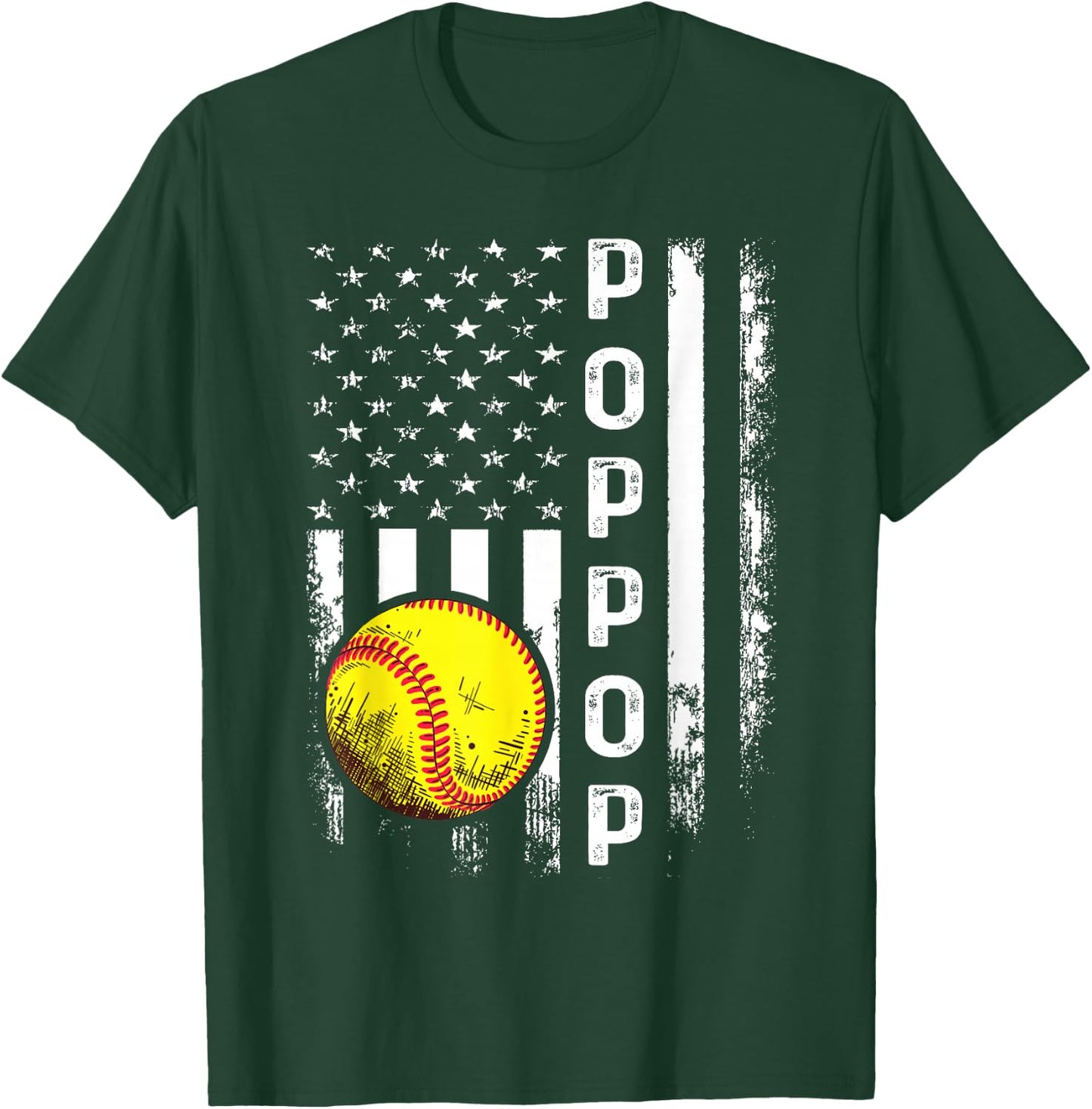 Softball Poppop America Flag Men Women Vintage Christmas T-Shirt - T-Shirt | Forest
