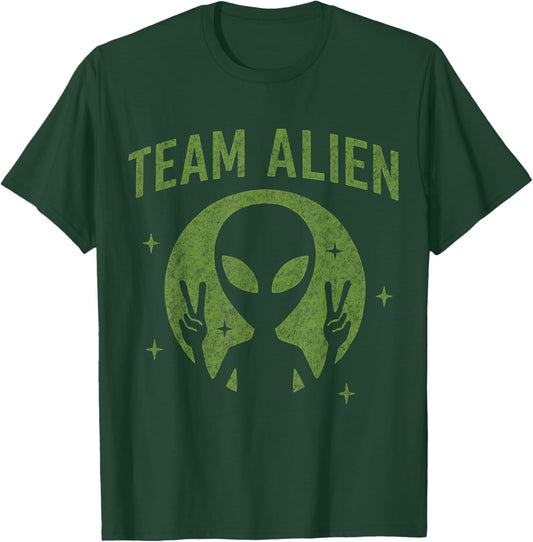 Team Alien Peace Funny Ufo Space Women Kids Youth Men T-Shirt - T-Shirt | Forest