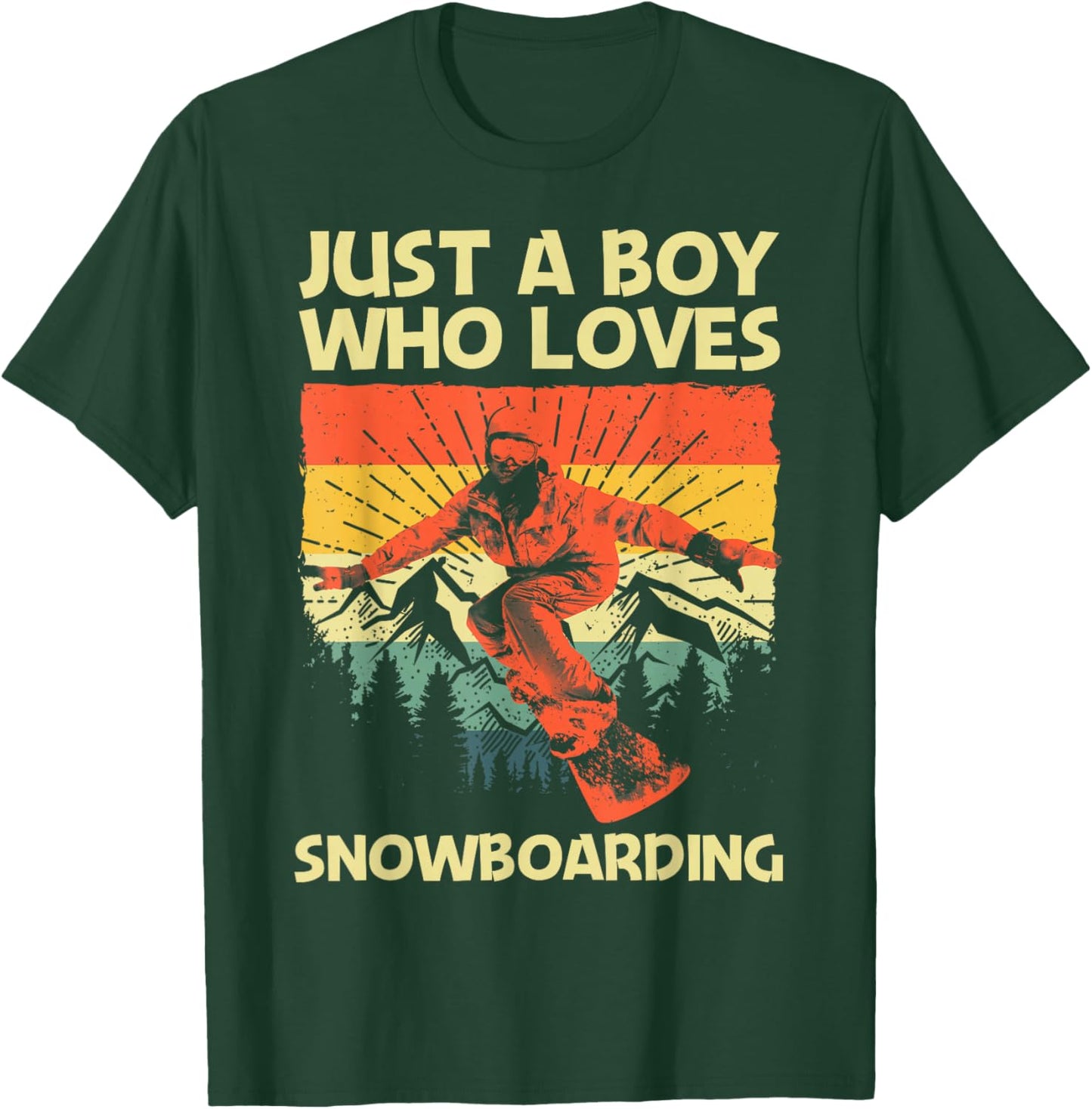 Cool Snowboarding Design For Boys Kids Snowboard Snowboarder T-Shirt - T-Shirt | Forest