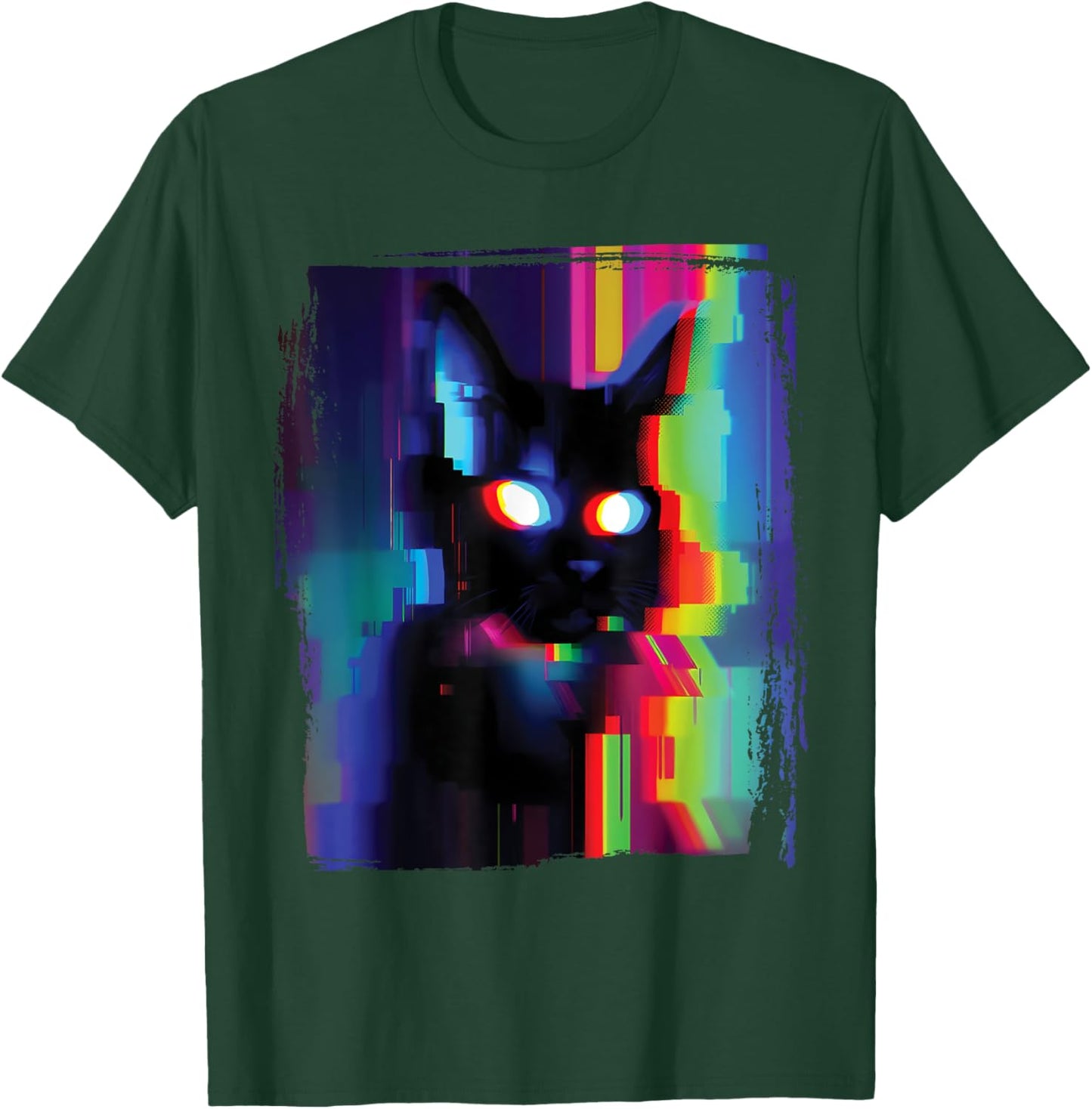 Glitch Psychedelic Weirdcore Cat Vaporwave Trippy Women T-Shirt - T-Shirt | Forest