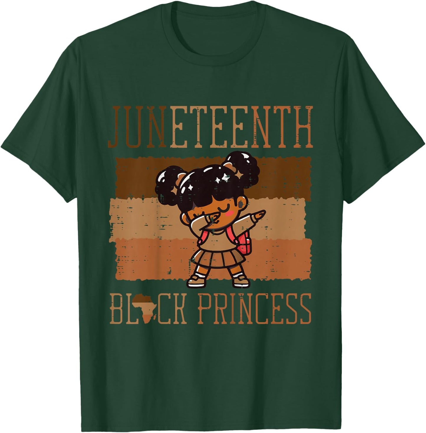 Kids Juneteenth Black Princess Black African June 19th Girls Kids T-Shirt - T-Shirt | Forest