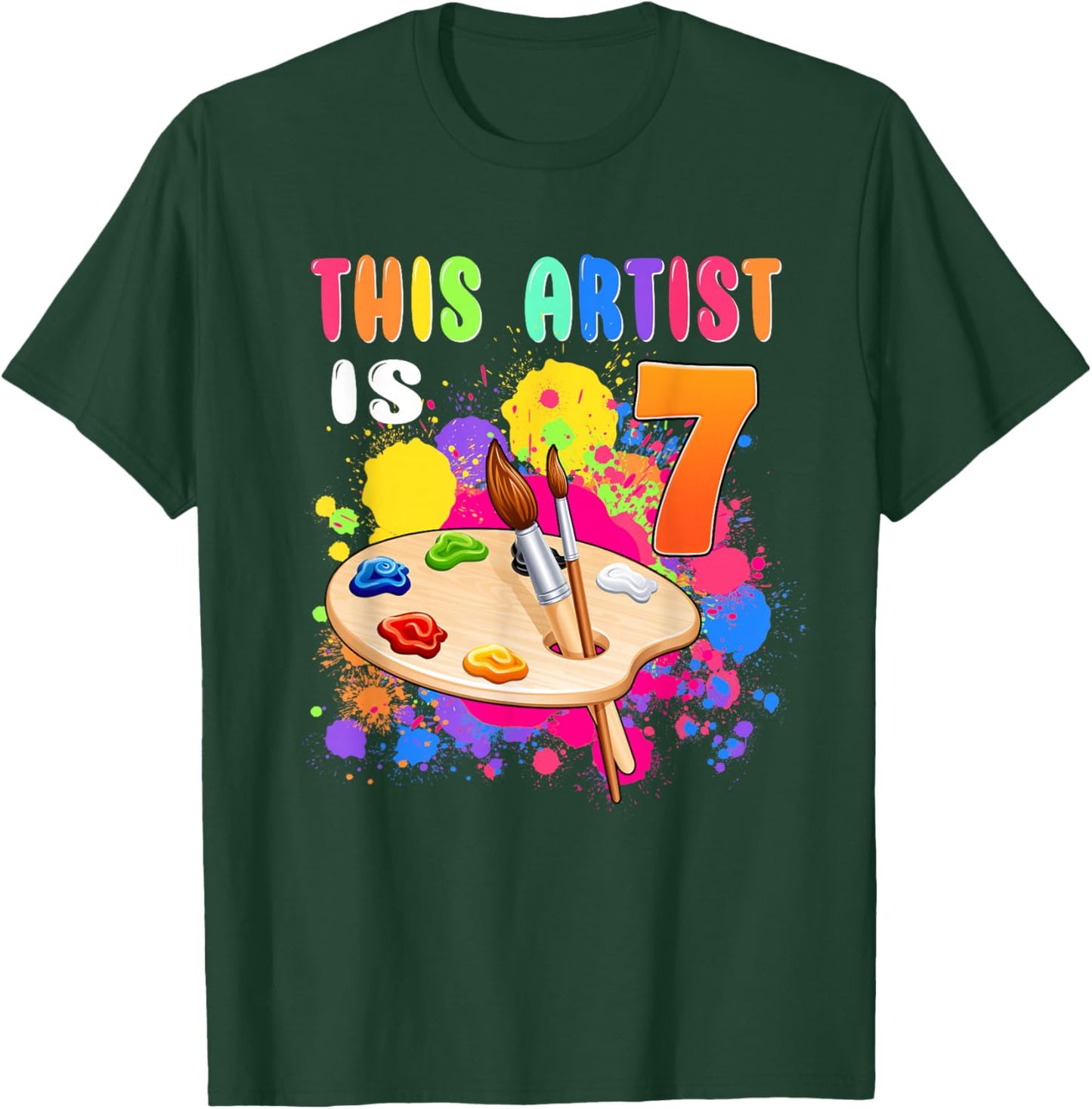 This Artist Is 7 Birthday Party 7th Little Art Painting T-Shirt - T-Shirt | Forest