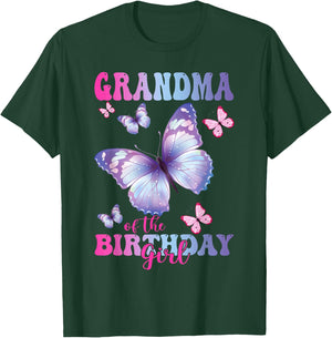 Grandma of The Birthday Girl Butterfly Party Matching Family T-Shirt - T-Shirt | Forest