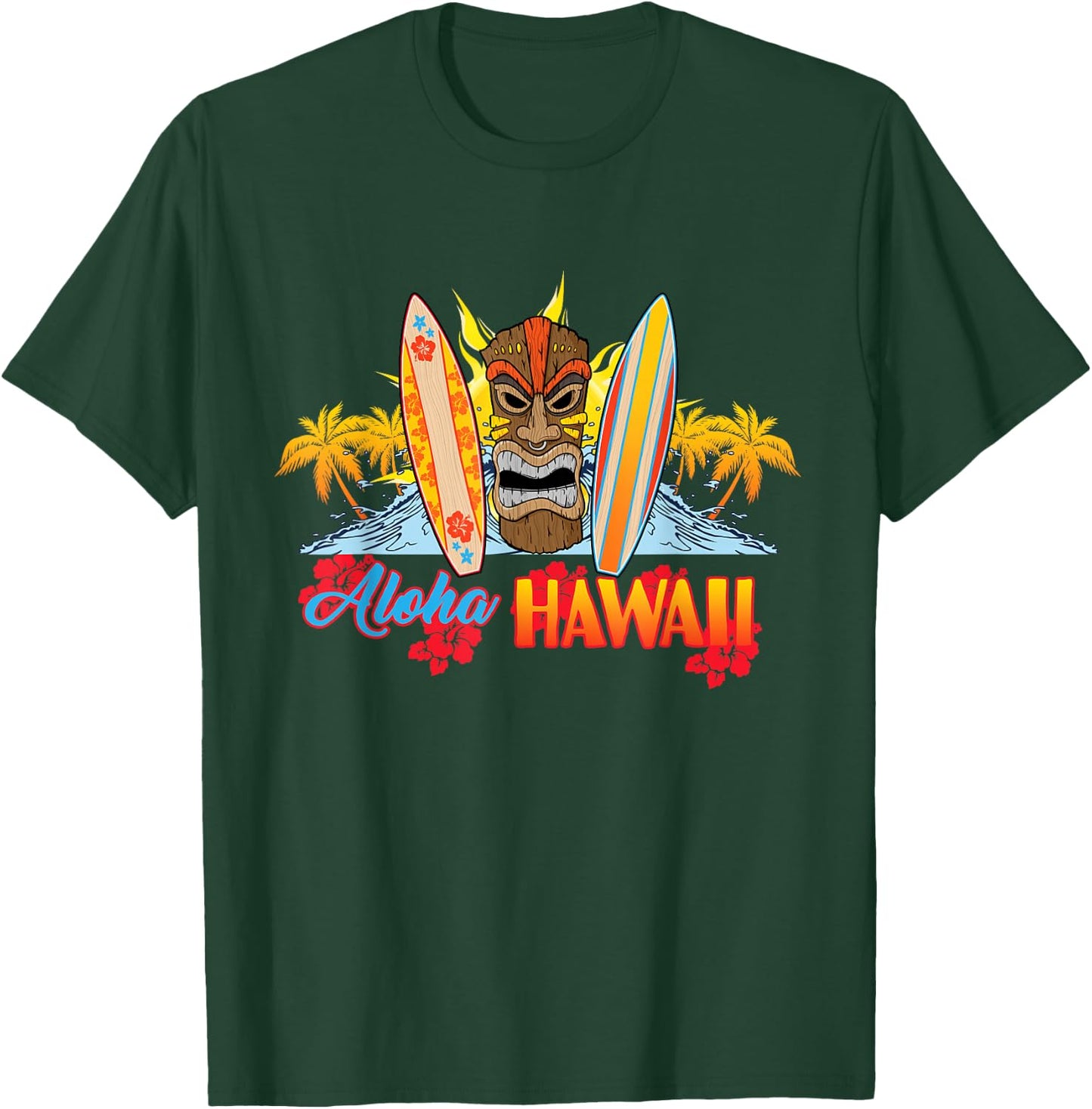 AlOHA Hawaii from the island. Feel the Tiki Spirit T-Shirt - T-Shirt | Forest