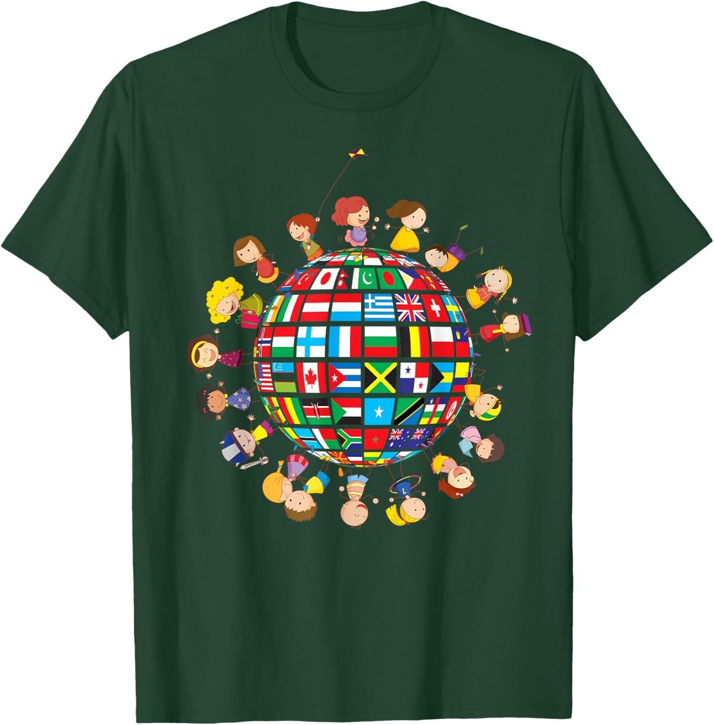 Flags of the World Kids around the Globe Cultural diversity T-Shirt - T-Shirt | Forest
