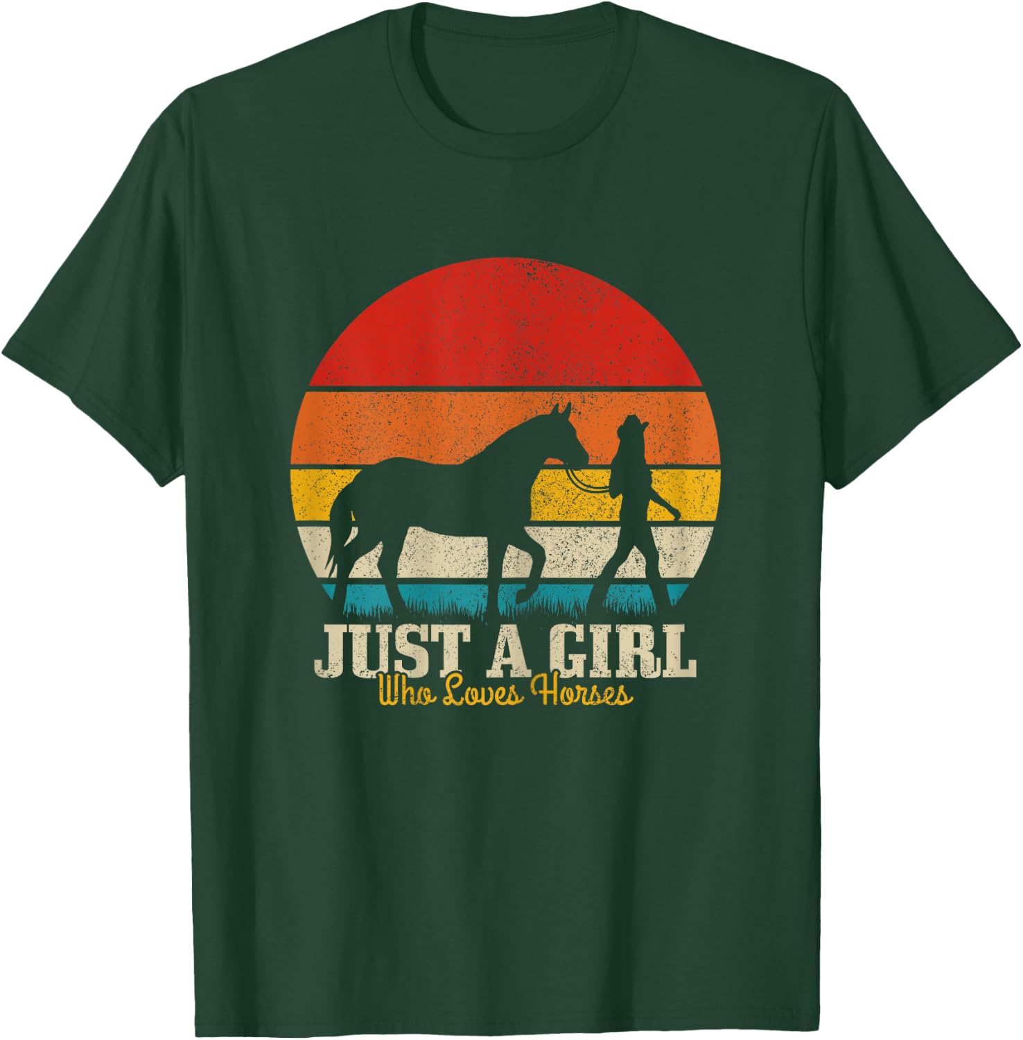 Just A Girl Who Loves Horses Horse Riding Riding Woman Gift T-Shirt - T-Shirt | Forest