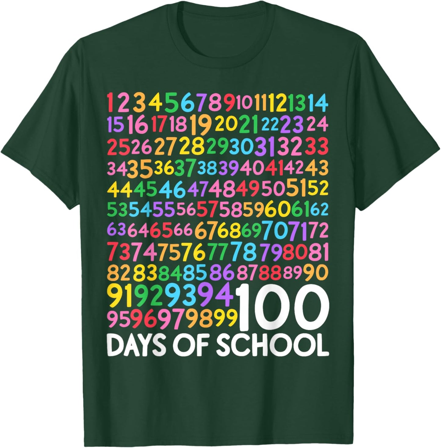 100th Day of School Teacher Kids 100 Days Math Numbers T-Shirt - T-Shirt | Forest