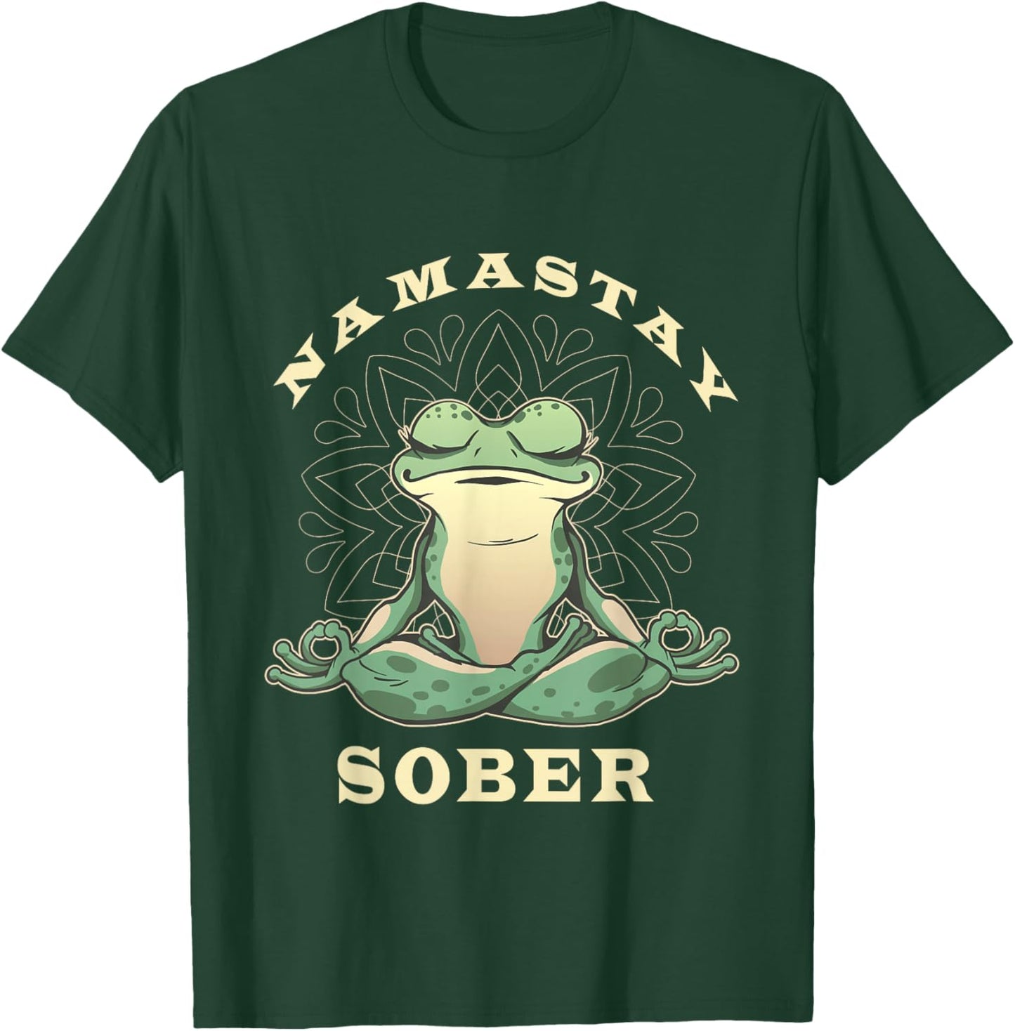 Narcotics Anonymous Frog Namastay Sober Support Sobriety T-Shirt - T-Shirt | Forest