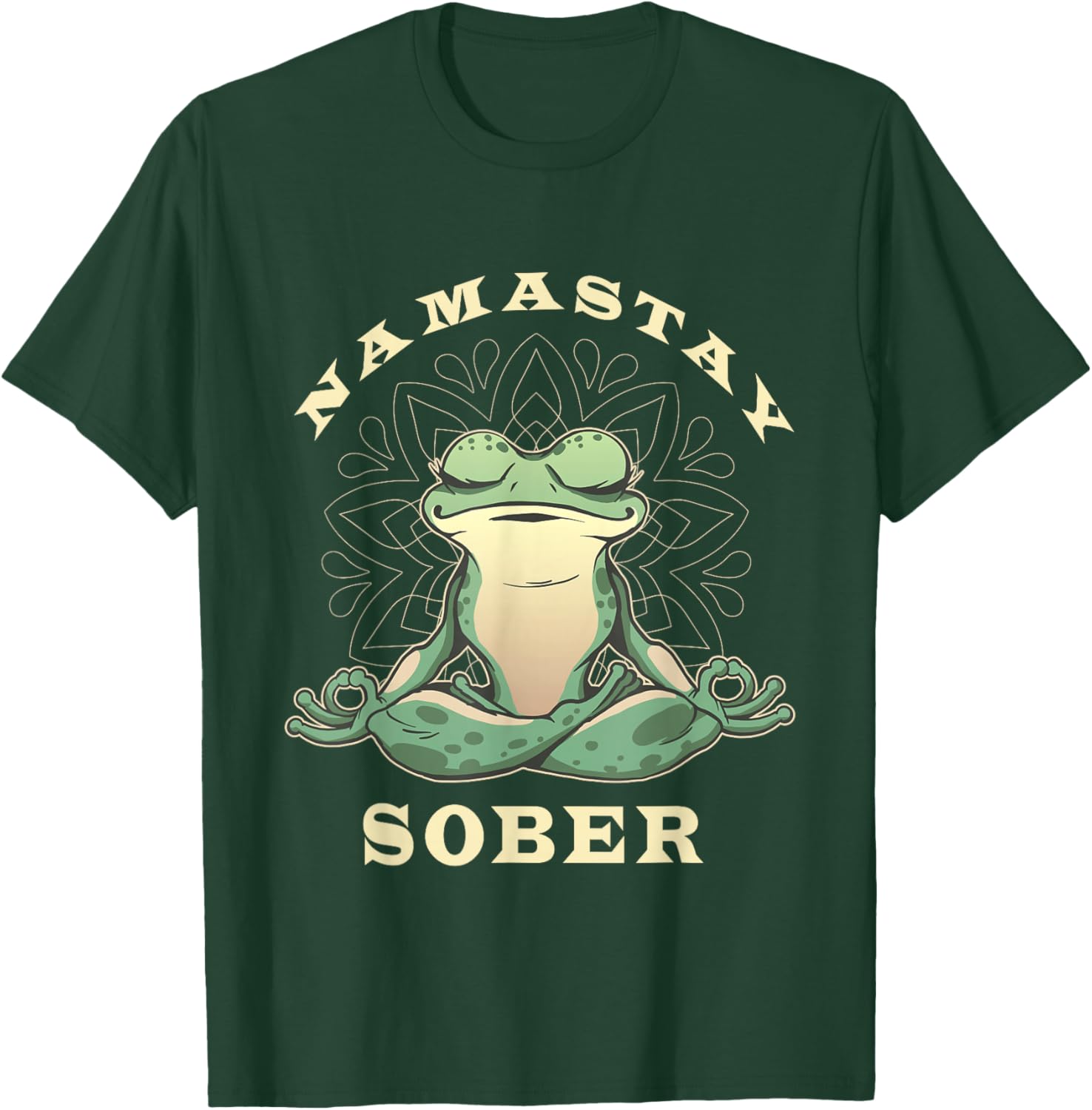 Narcotics Anonymous Frog Namastay Sober Support Sobriety T-Shirt - T-Shirt | Forest