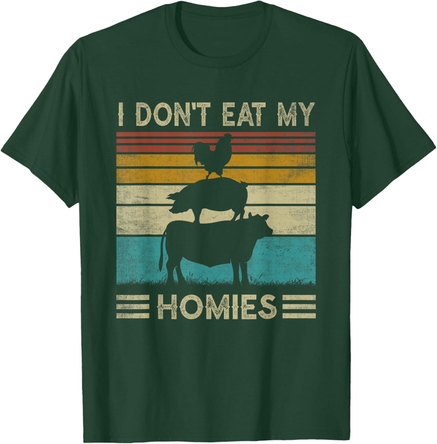 Vegetarian I Don't Eat My Homies Funny Vegan Retro 70s 80s T-Shirt - T-Shirt | Forest