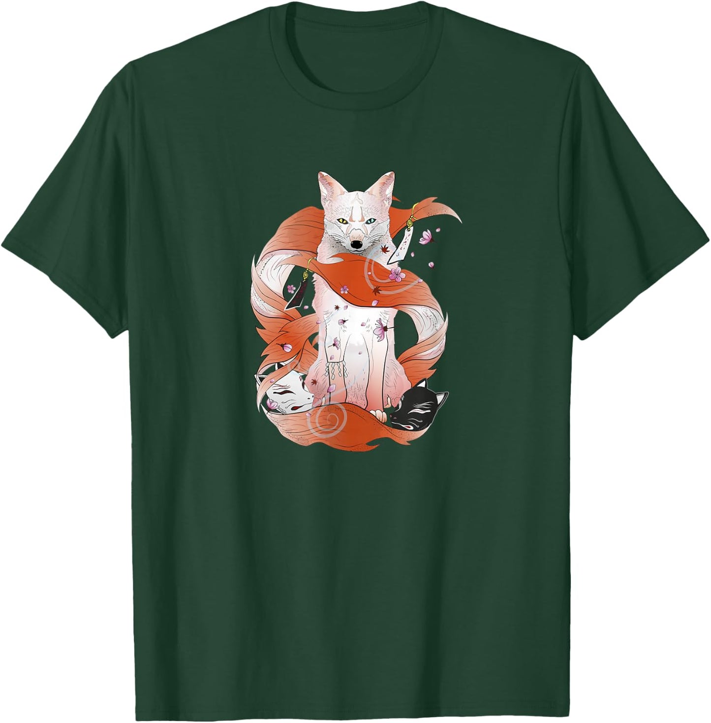 Kitsune Japanese Kami Inari Nine-Tailed Fox Fox Spirit Yokai T-Shirt - T-Shirt | Forest