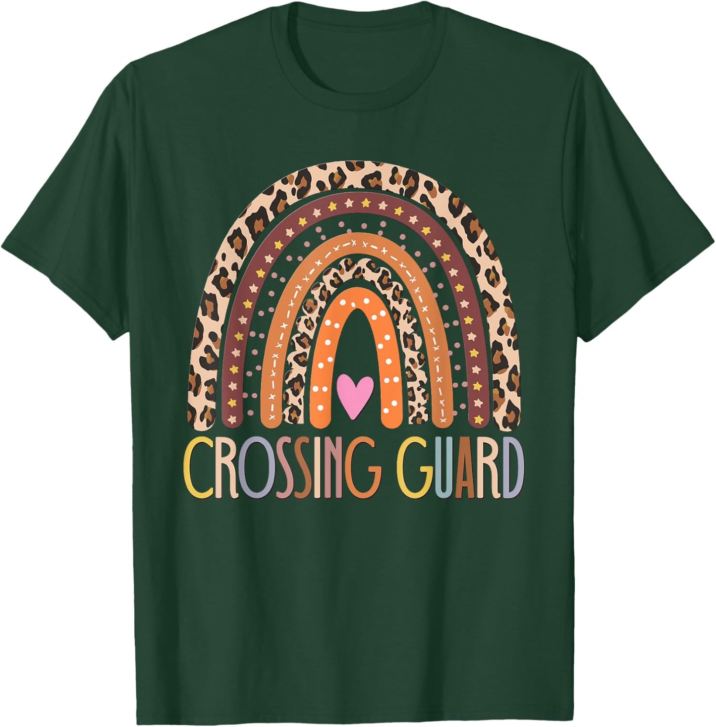 Crossing Guard Cute Leopard Rainbow Vintage Crossing Guard T-Shirt - T-Shirt | Forest