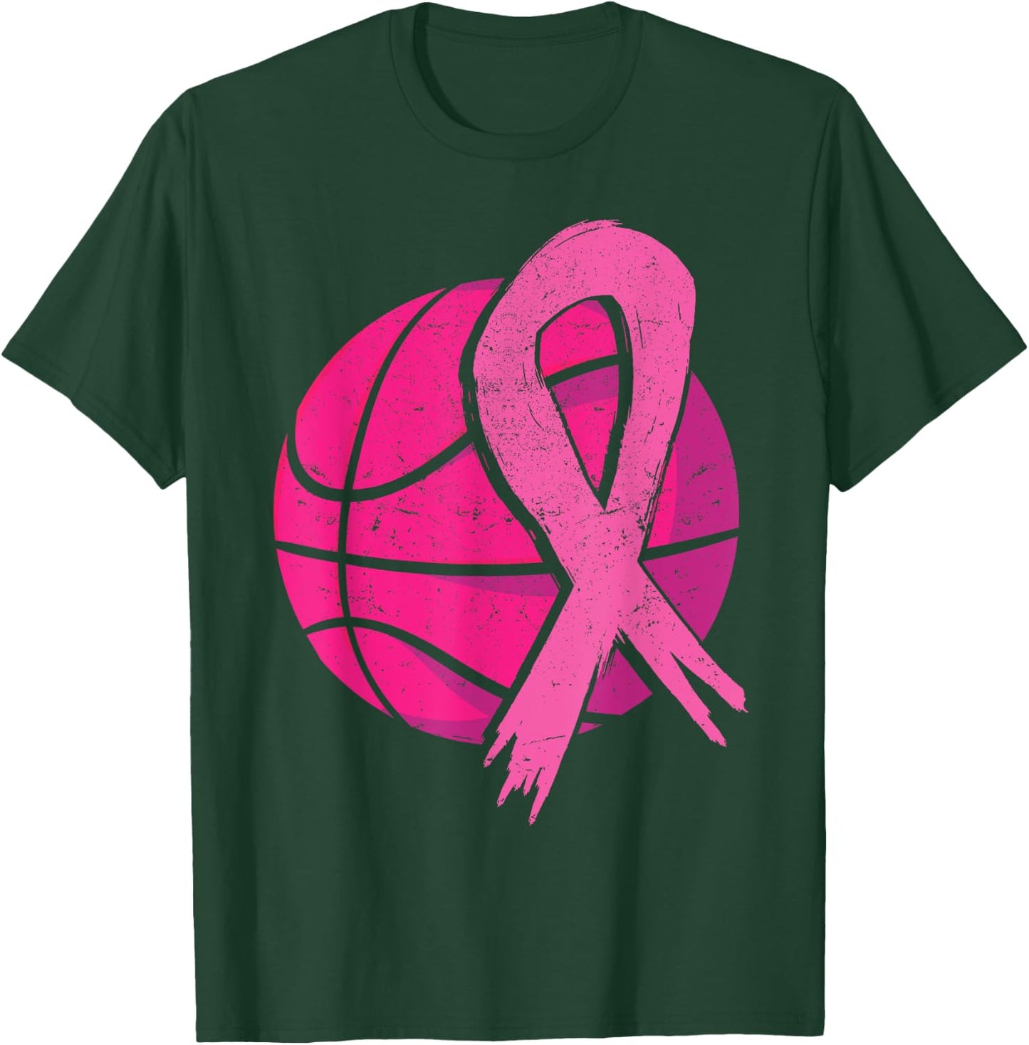 Breast Cancer Basketball Ball Pink Ribbon Carcinomas Sport T-Shirt - T-Shirt | Forest