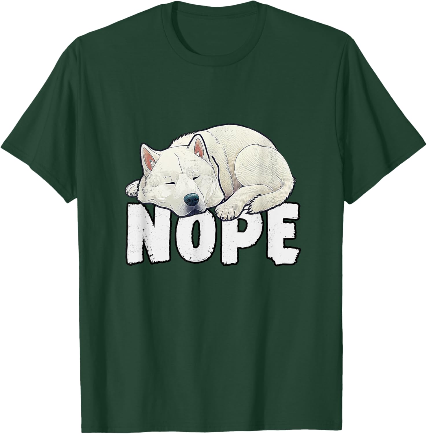 Korean Jindo Nope Funny Lazy Pet Dog Cute T-Shirt - T-Shirt | Forest