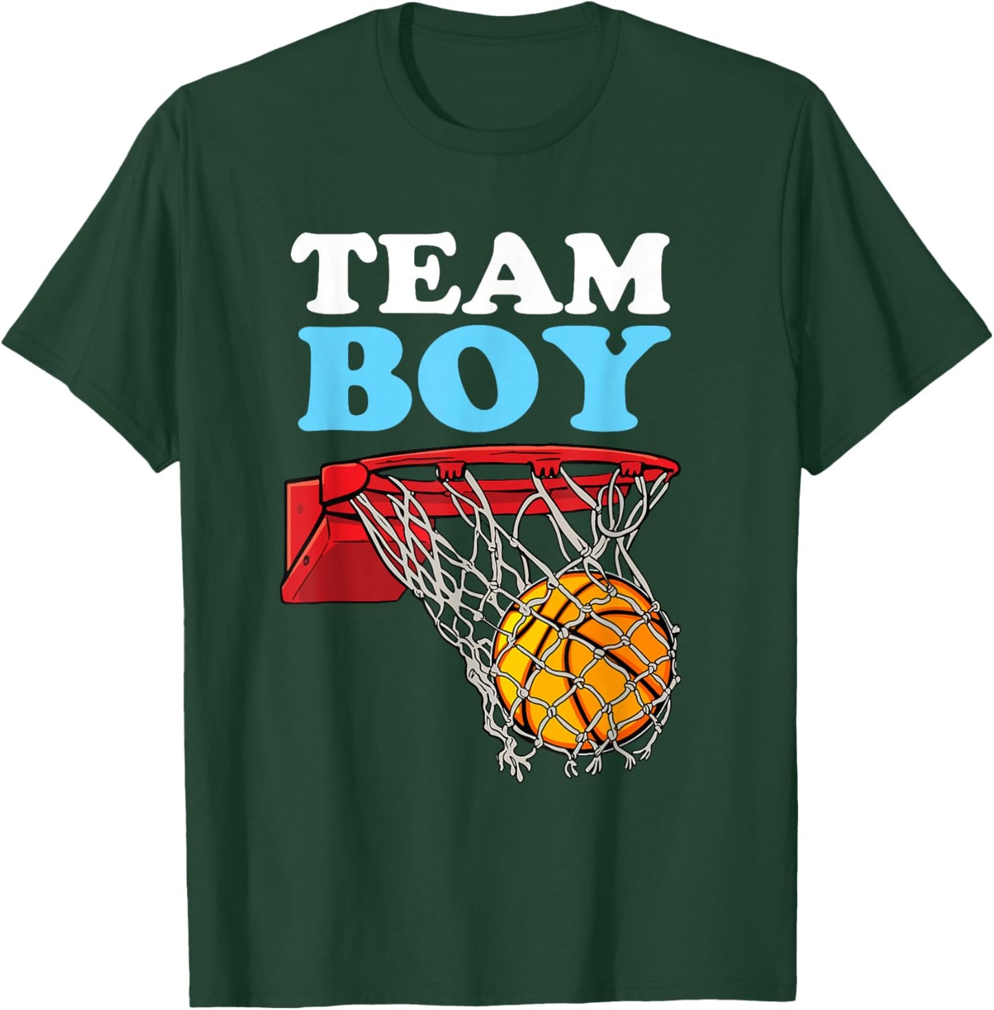 Team Boy Basketball Gender Reveal Blue Baby Shower Party T-Shirt - T-Shirt | Forest