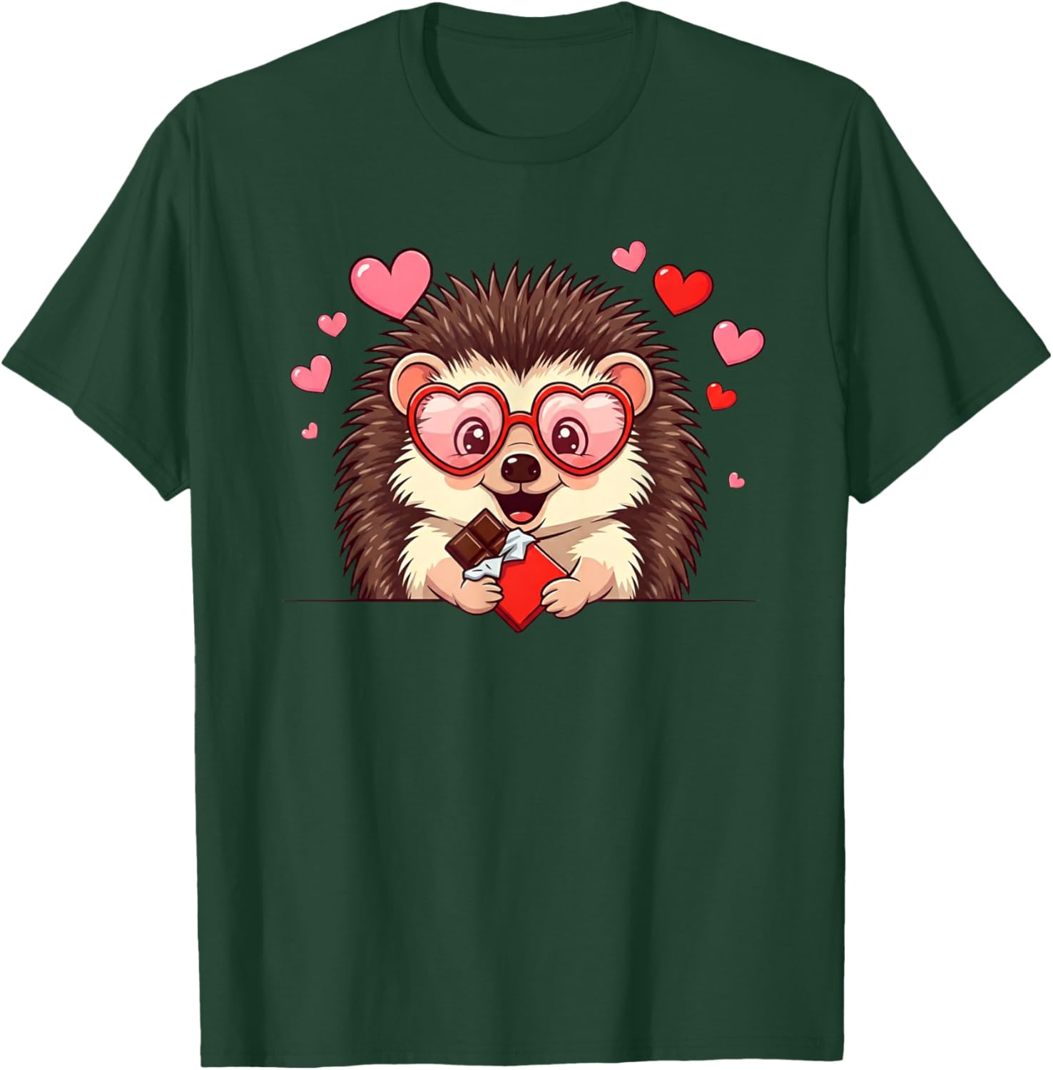 Funny Hedgehog Heart Chocolate Valentine Kids T-Shirt - T-Shirt | Forest