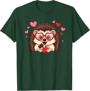 Funny Hedgehog Heart Chocolate Valentine Kids T-Shirt - T-Shirt | Forest