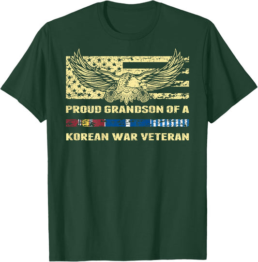 Proud Grandson Of A Korean War Veteran Military Vets Family T-Shirt - T-Shirt | Forest