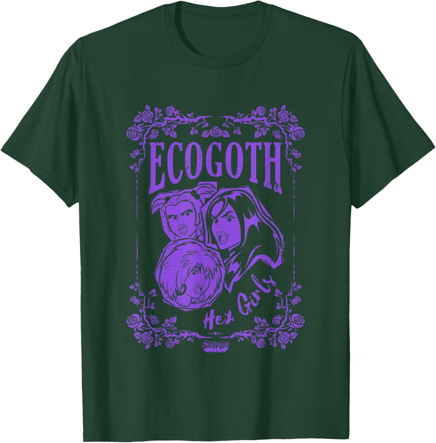 Scooby-Doo Hex Girls Ecogoth Distressed Floral Chest Logo T-Shirt - T-Shirt | Forest