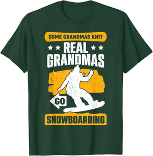 Snowboarding Grandma Snowboarder Old Woman Gift Funny T-Shirt - T-Shirt | Forest