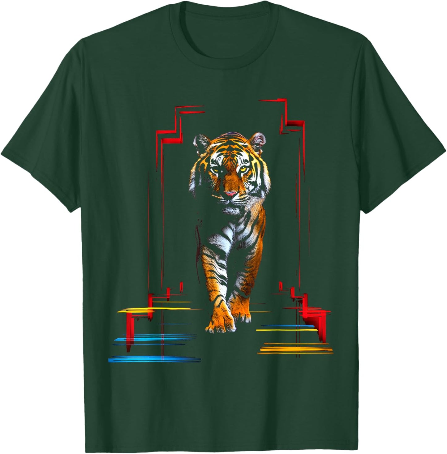 Tiger Polygon Colorful Animal Art Abstract Graphic Tiger T-Shirt - T-Shirt | Forest