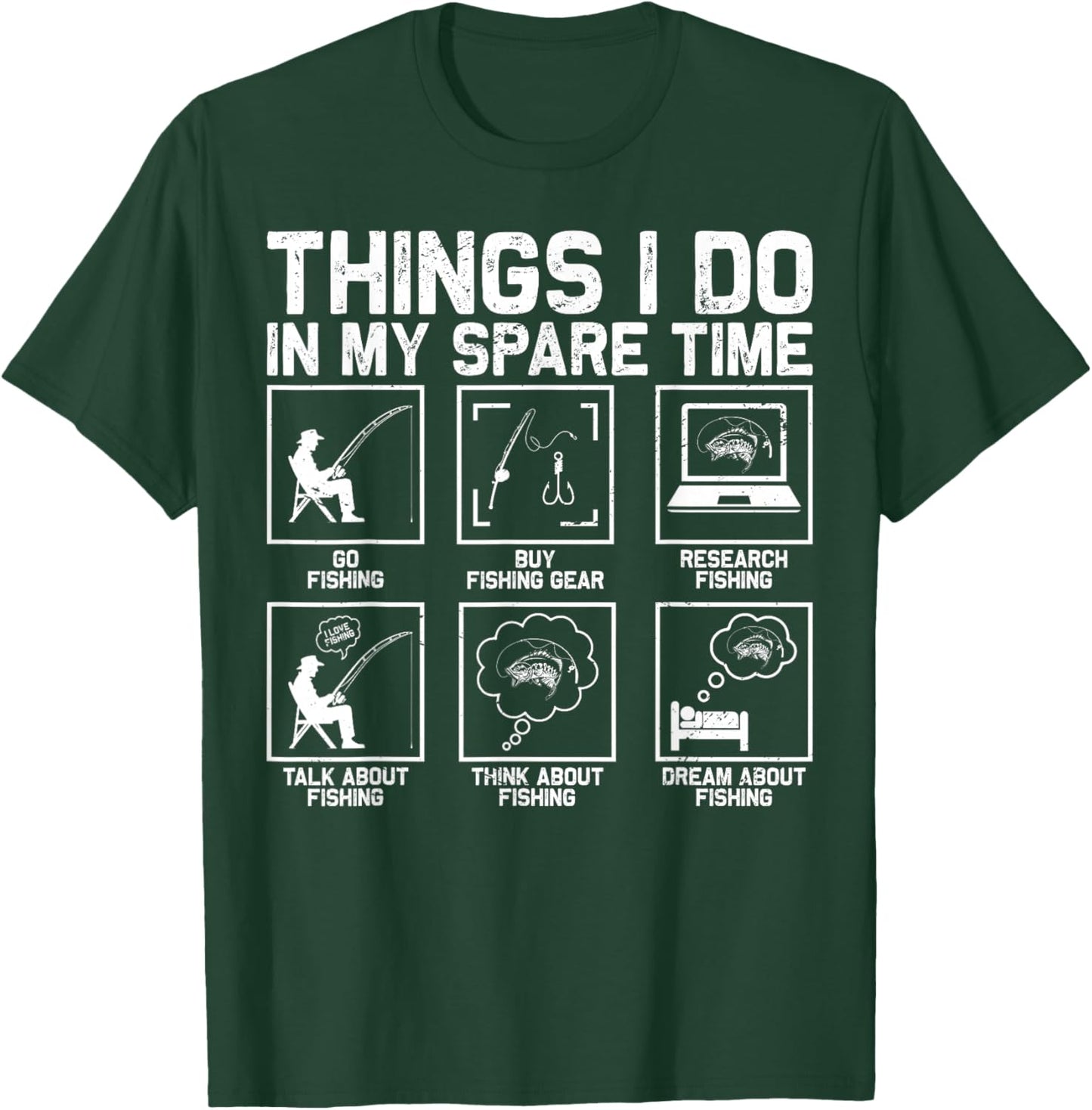 Funny Fishing Bass Fish Dad Men Reel Cool Fishing Lover T-Shirt - T-Shirt | Forest