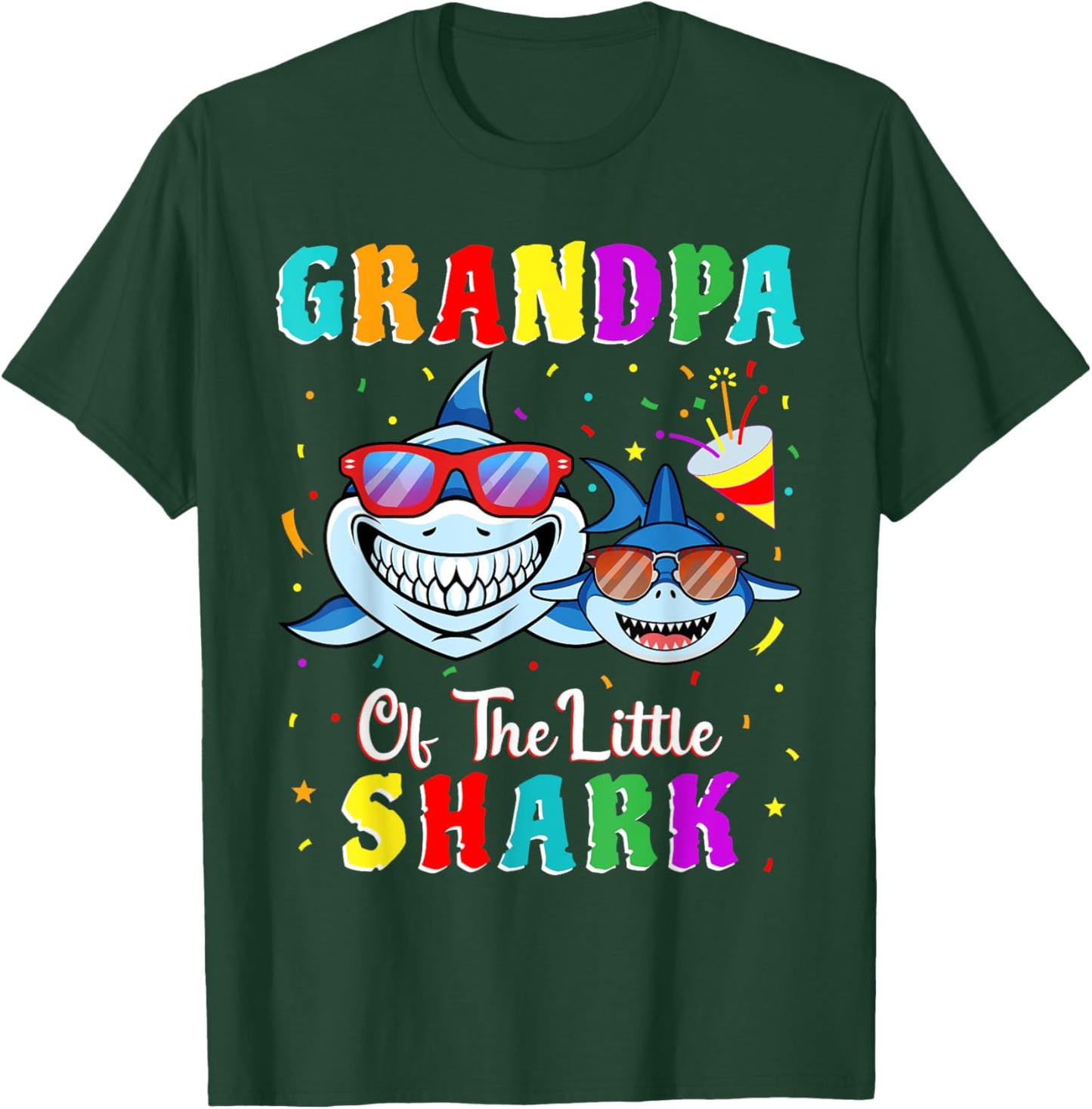 Grandpa Of The Little Shark Grandson Shark Birthday Party . T-Shirt - T-Shirt | Forest
