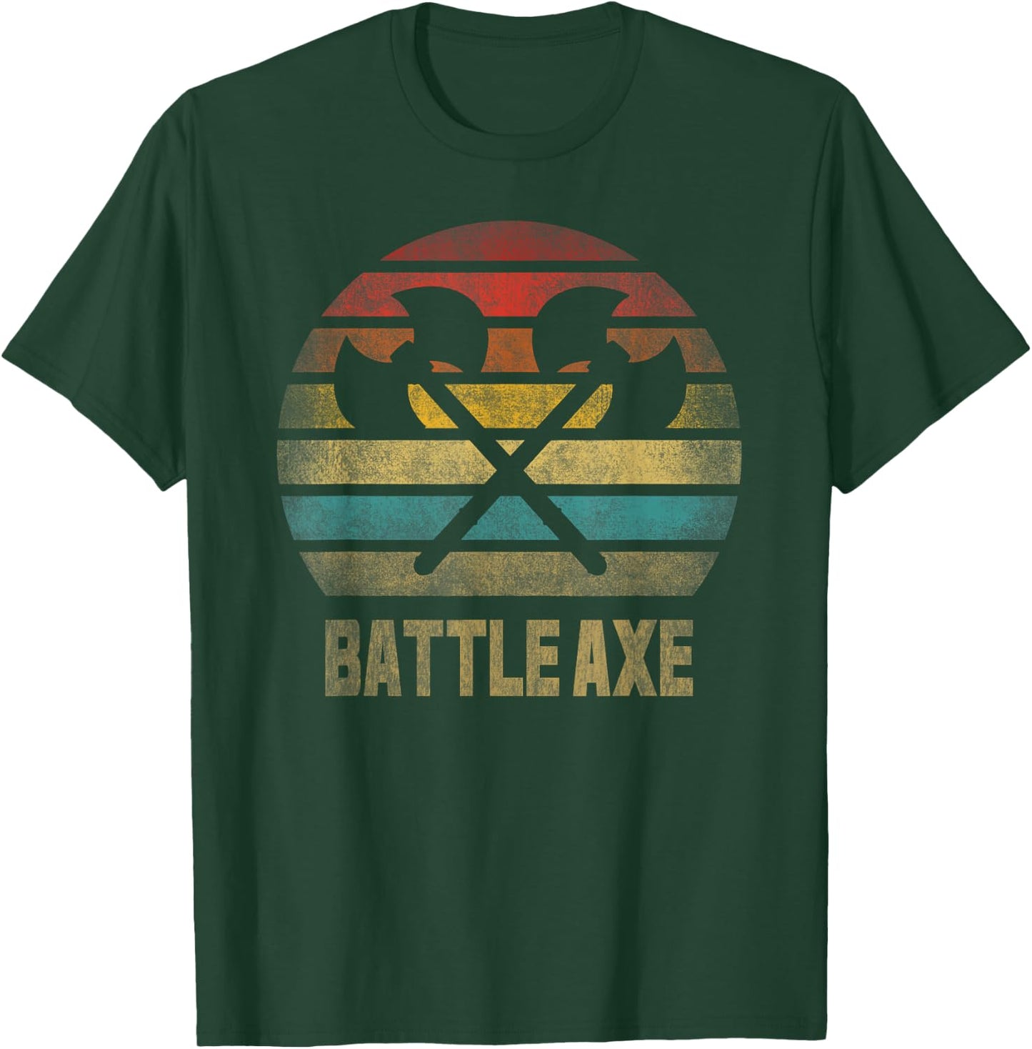 Battle Axe Weapon Retro Vintage T-Shirt - T-Shirt | Forest