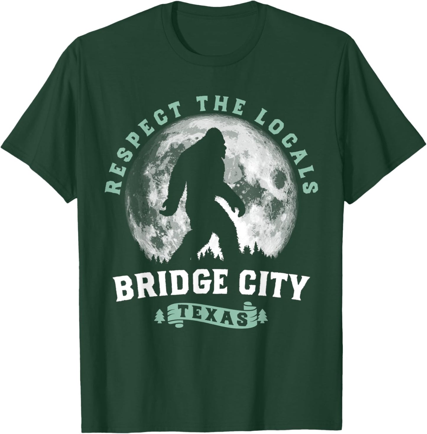 Bridge City Texas Bigfoot Night Walk Retro Moon T-Shirt - T-Shirt | Forest
