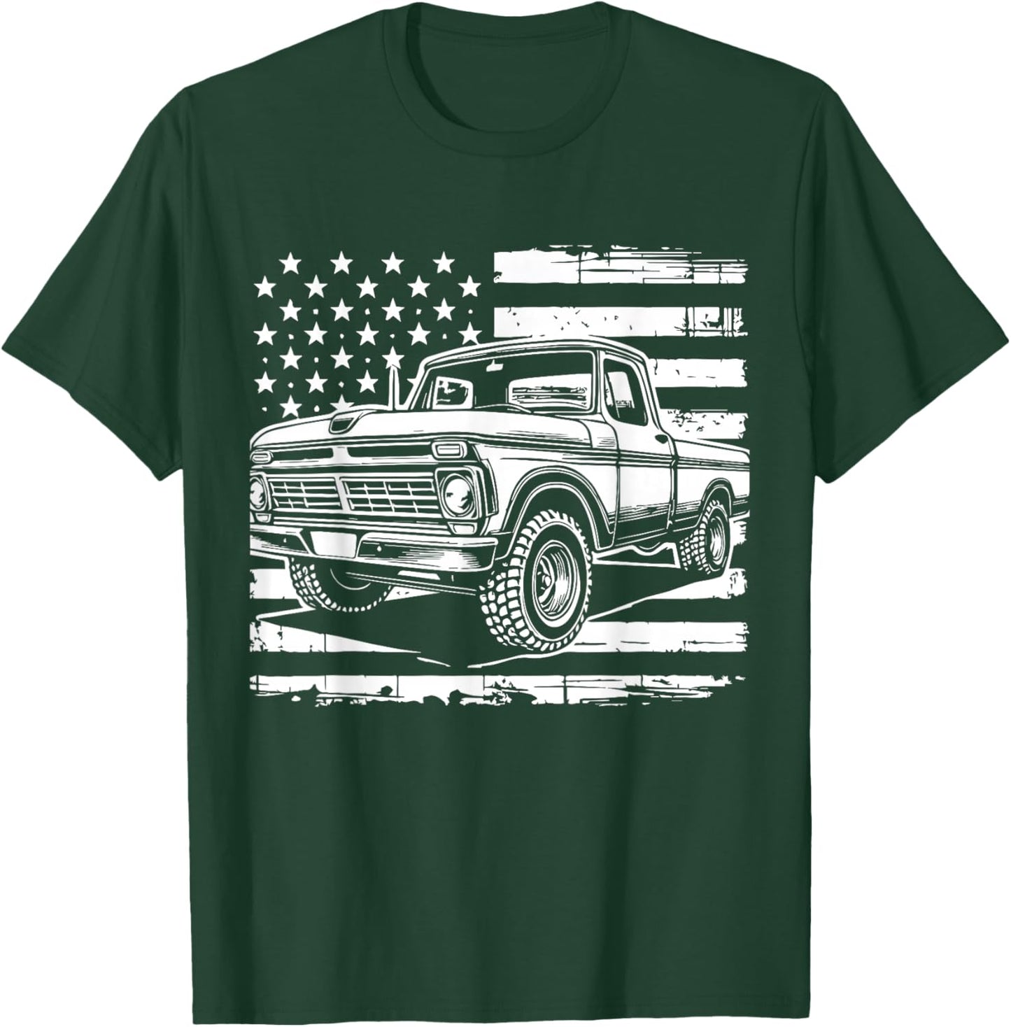First gen Classic Americana Truck Vintage Patriotic Design T-Shirt - T-Shirt | Forest
