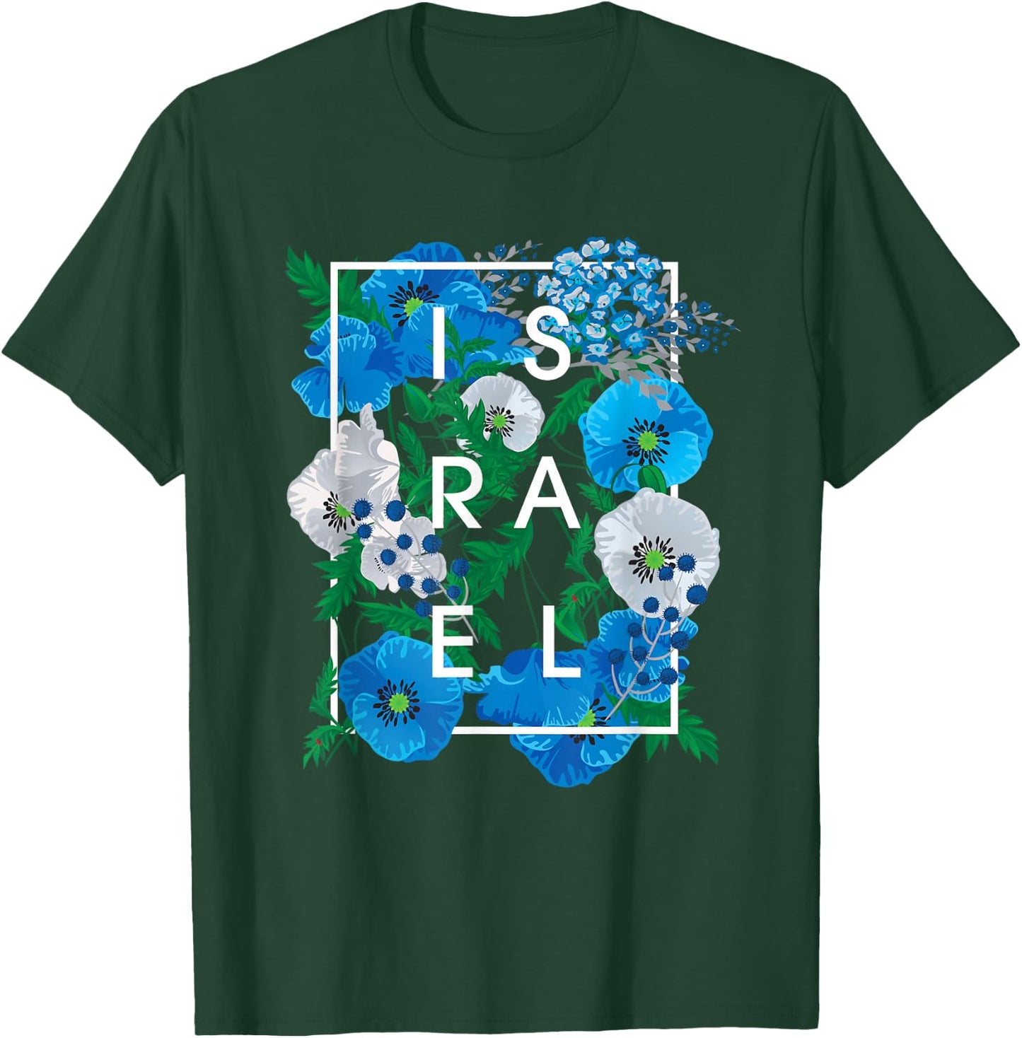 Flowers of Israel Word Art - Israeli Pride T-Shirt - T-Shirt | Forest
