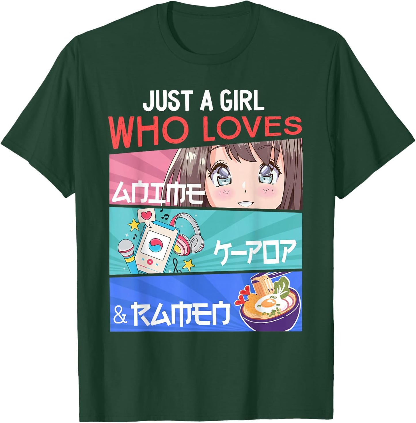 Just A Girl Who Loves Anime K-Pop Ramen KPop Lover Kawaii T-Shirt - T-Shirt | Forest