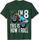 Kids 8 Year Old Shirt 8th Birthday Boy Monster Truck Car T-Shirt - T-Shirt | Forest